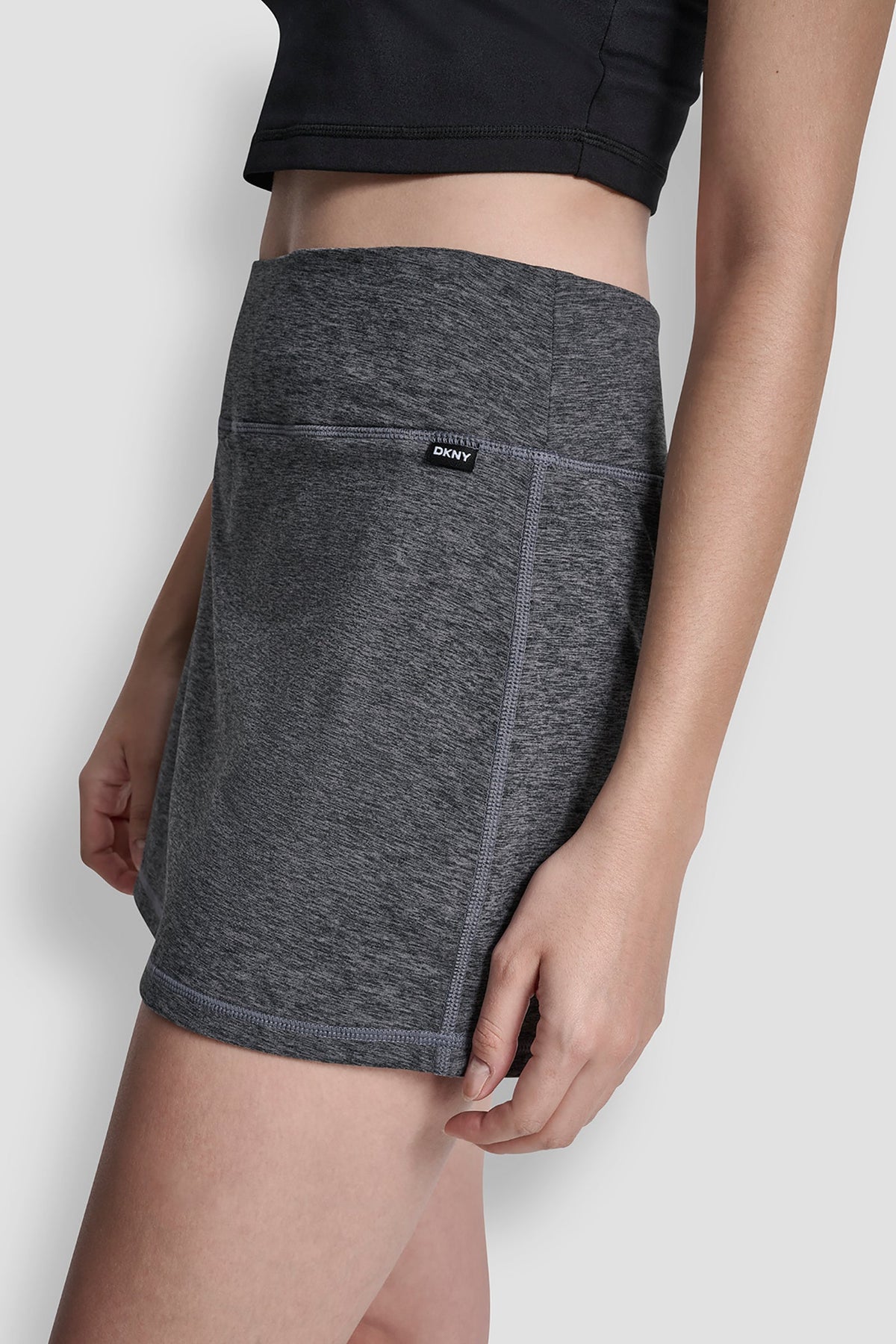 Black Space Dye DKNY SPACEDYE SKORT WITH BUILT IN BIKE SHORT