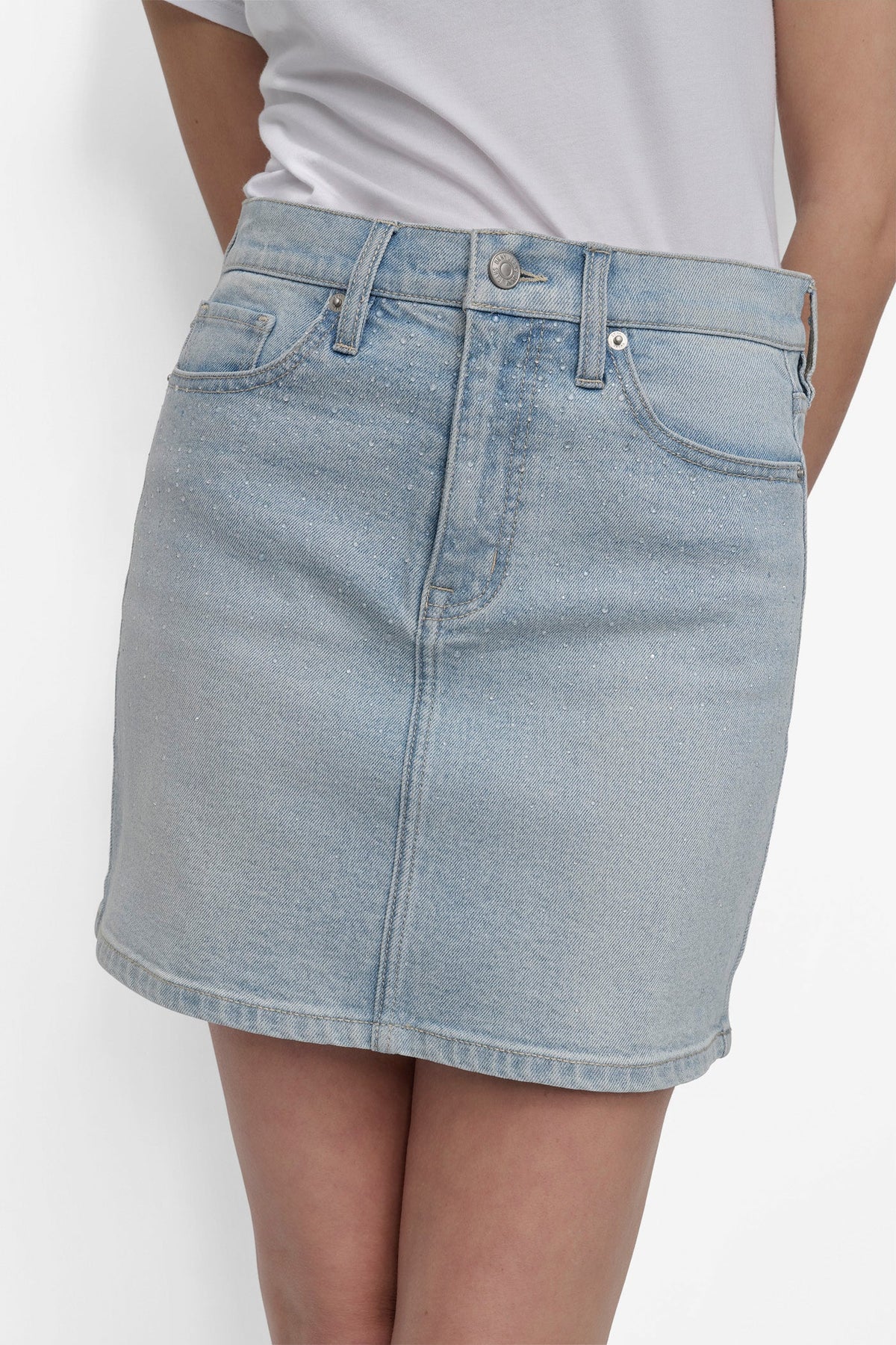 HEAT WAVE DKNY MINI SKIRT WITH RHINESTONE EMBELLISHMENT