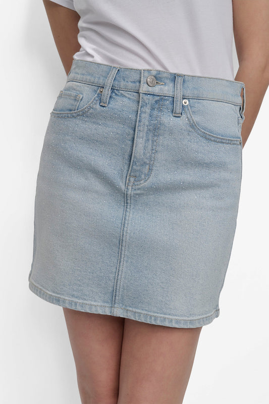 HEAT WAVE DKNY MINI SKIRT WITH RHINESTONE EMBELLISHMENT