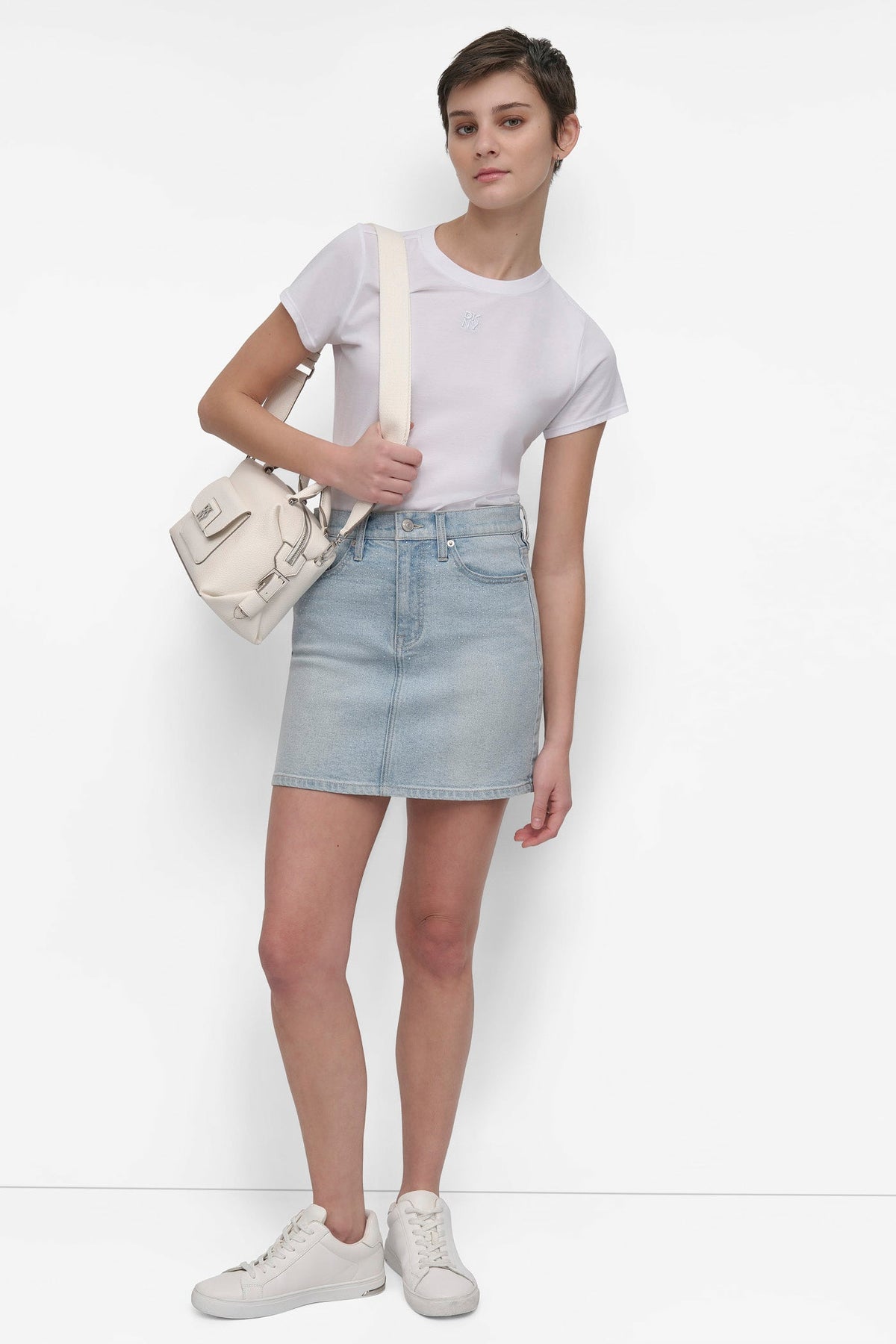 HEAT WAVE DKNY MINI SKIRT WITH RHINESTONE EMBELLISHMENT