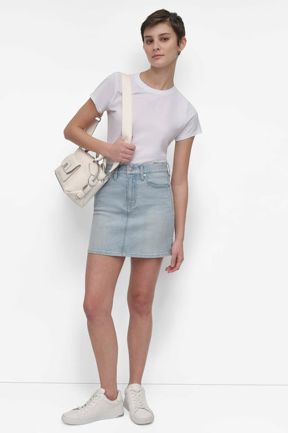 HEAT WAVE DKNY MINI SKIRT WITH RHINESTONE EMBELLISHMENT