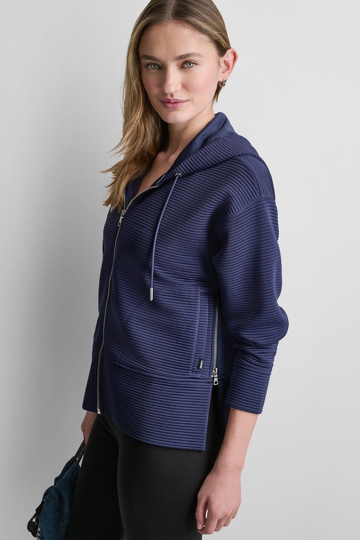 Peacoat DKNY TECH OTTOMAN FULL ZIP HOODIE