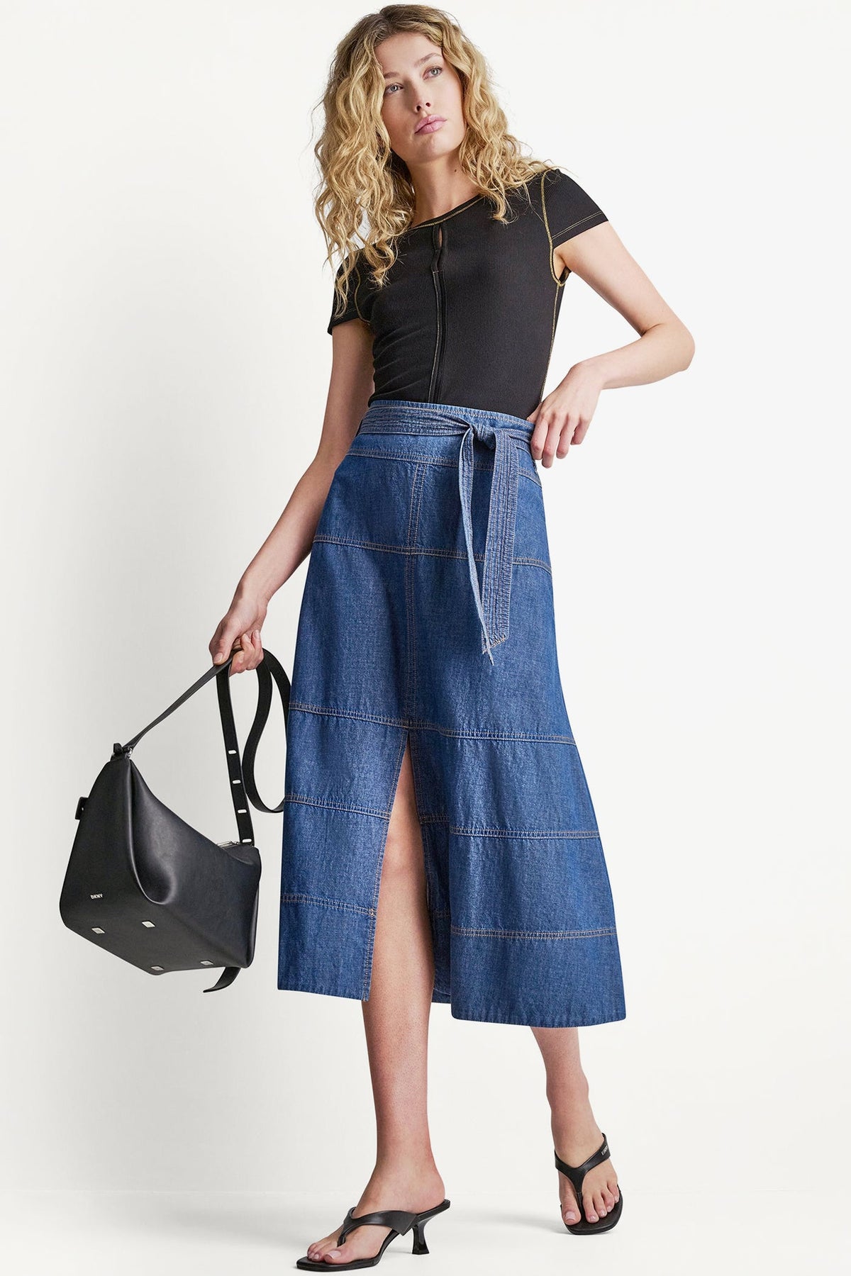 Crosby Wash DKNY TIE WAIST CONTRAST STITCH SKIRT