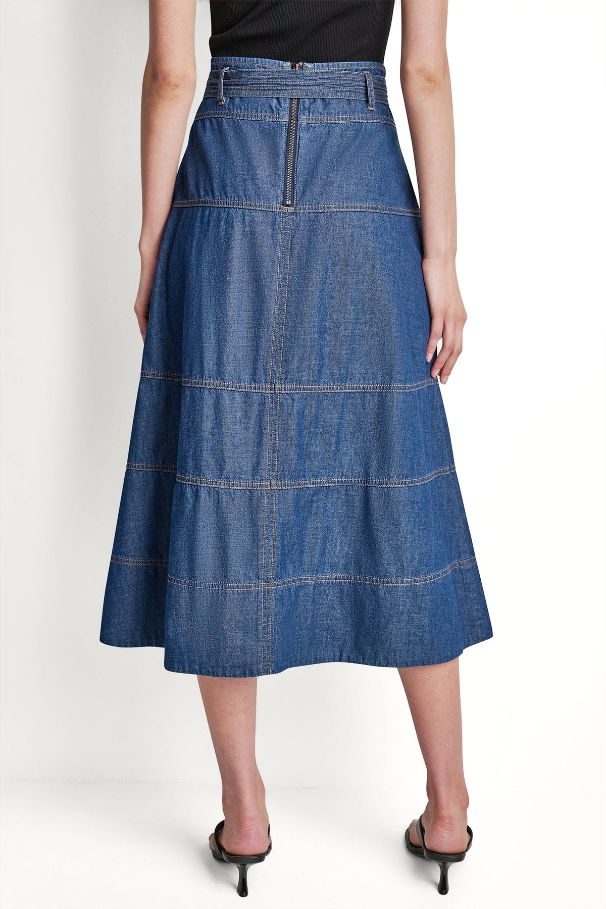 Crosby Wash DKNY TIE WAIST CONTRAST STITCH SKIRT