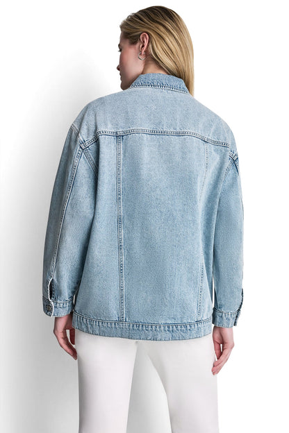 Cliff DKNY OVERSIZED DENIM TRUCKER JACKET WITH STUDS
