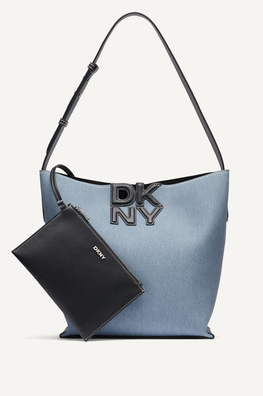Denim DKNY NICOLE DENIM LOGO BUCKET BAG