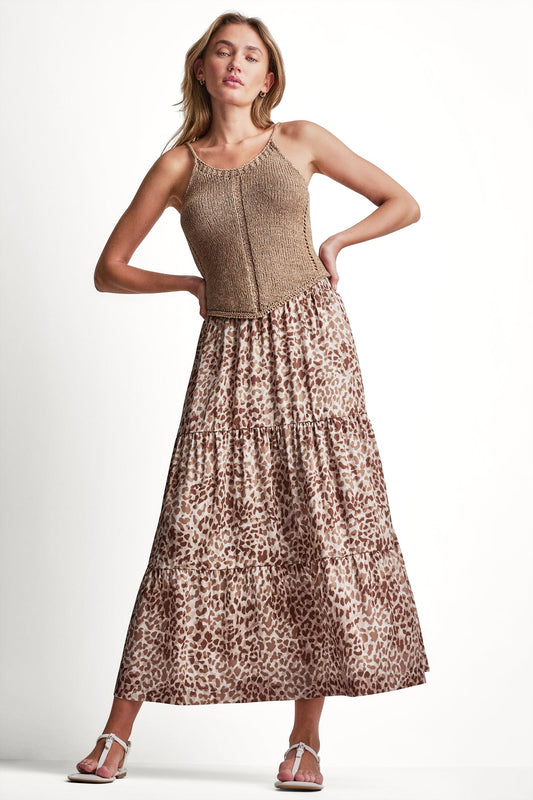 Disguise Woodsmoke DKNY TIERED SATIN PRINTED SKIRT