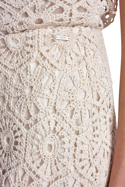 Natural DKNY HIGH-RISE CROCHET SHORT