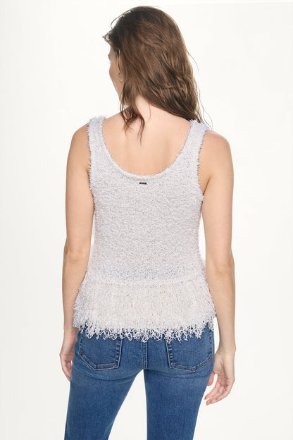 Travertine DKNY CROPPED FRINGE TANK