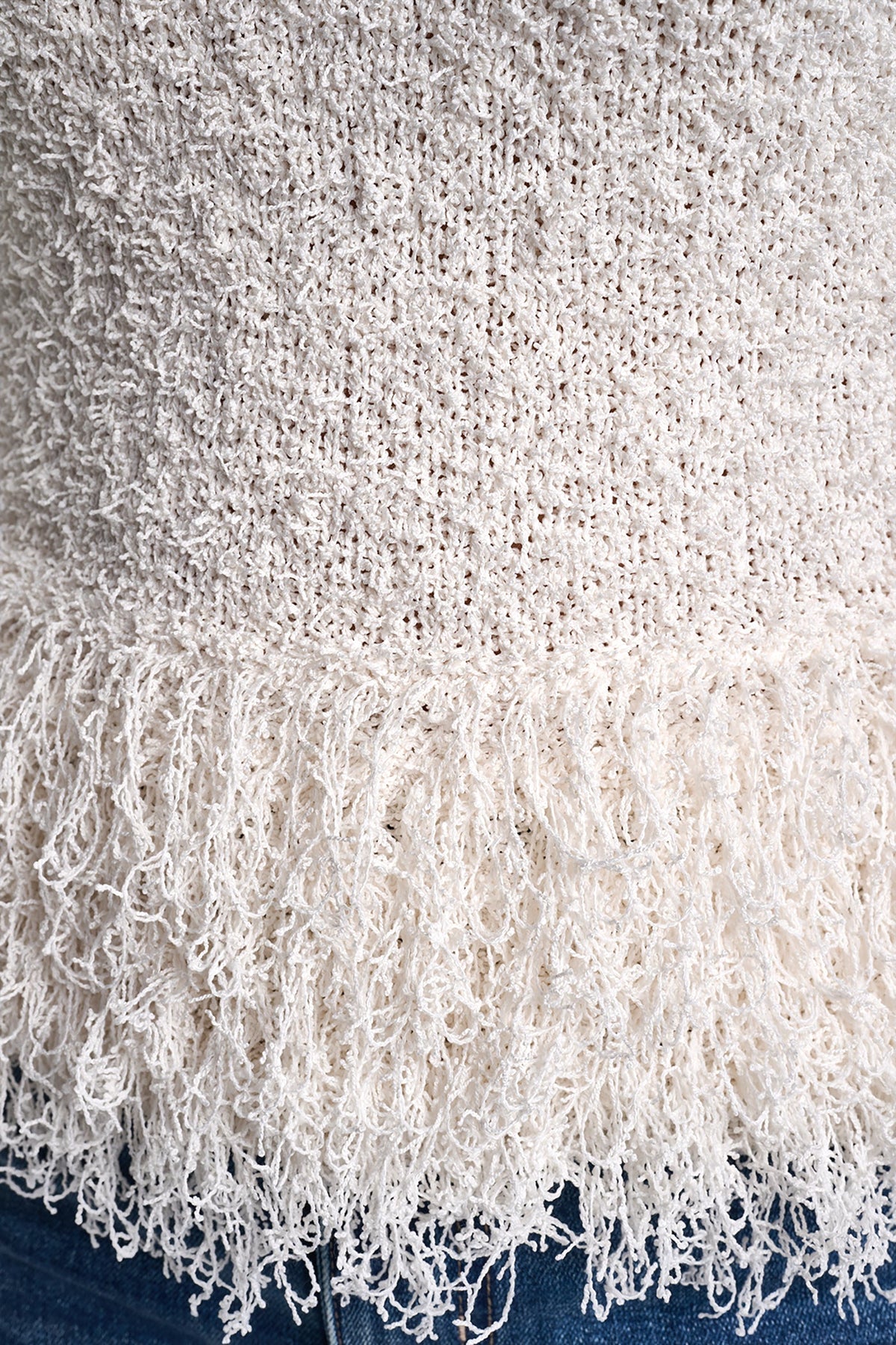 Travertine DKNY CROPPED FRINGE TANK