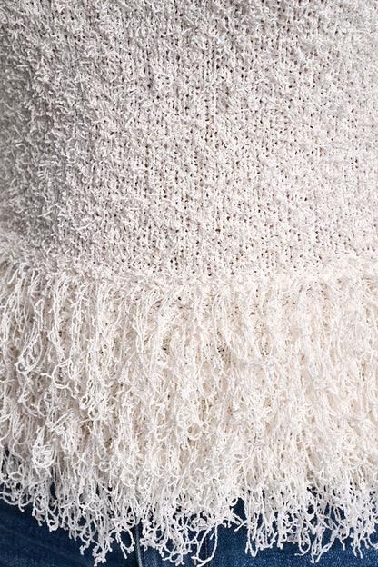 Travertine DKNY CROPPED FRINGE TANK