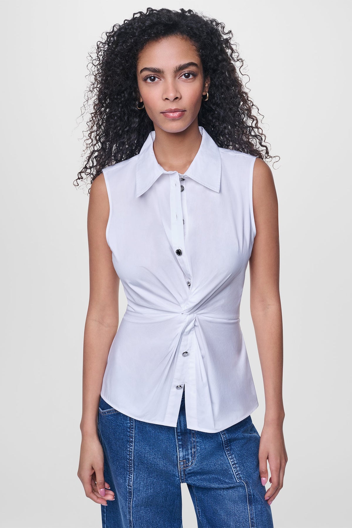 Chestnut DKNY POPLIN TWIST FRONT SHIRT