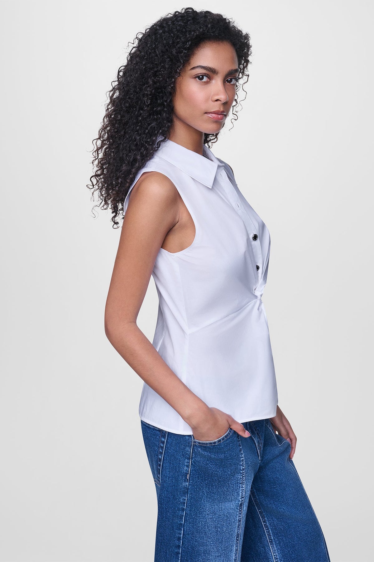 Chestnut DKNY POPLIN TWIST FRONT SHIRT