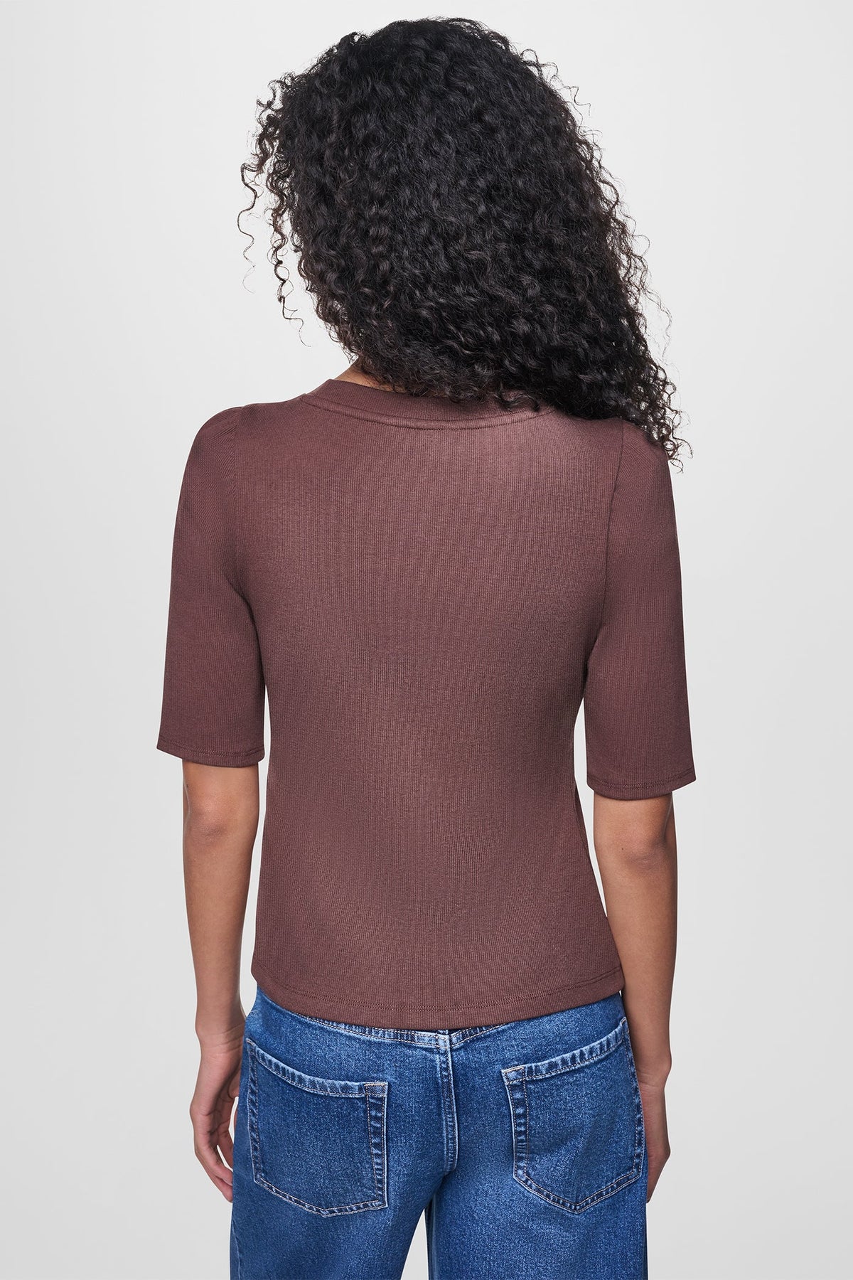 Chestnut DKNY SHORT SLEEVE ASYMMETRIC TOP