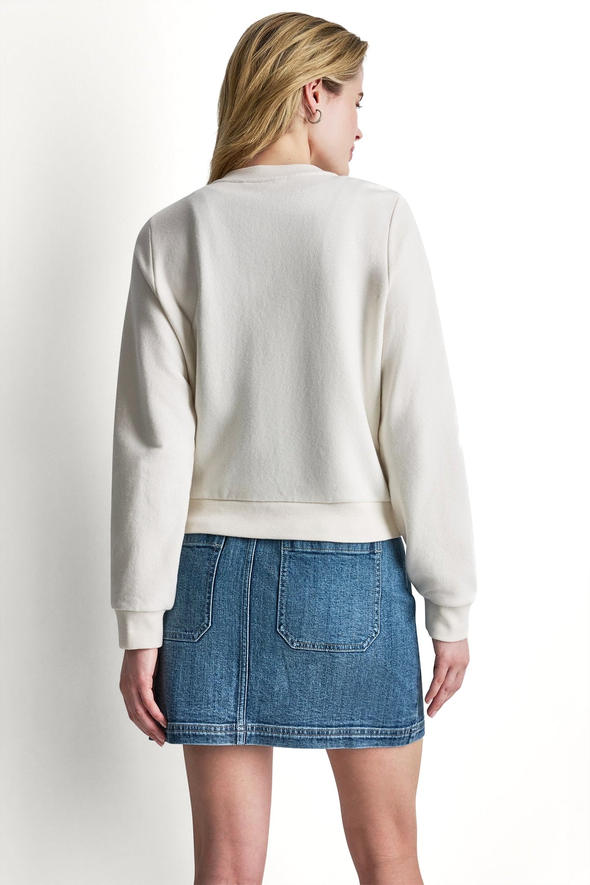 Eggnog DKNY BUTTON FRONT SHRUNKEN LOGO JACKET