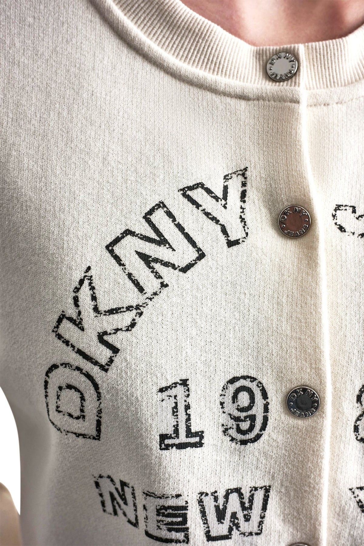 Eggnog DKNY BUTTON FRONT SHRUNKEN LOGO JACKET