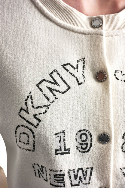 Eggnog DKNY BUTTON FRONT SHRUNKEN LOGO JACKET