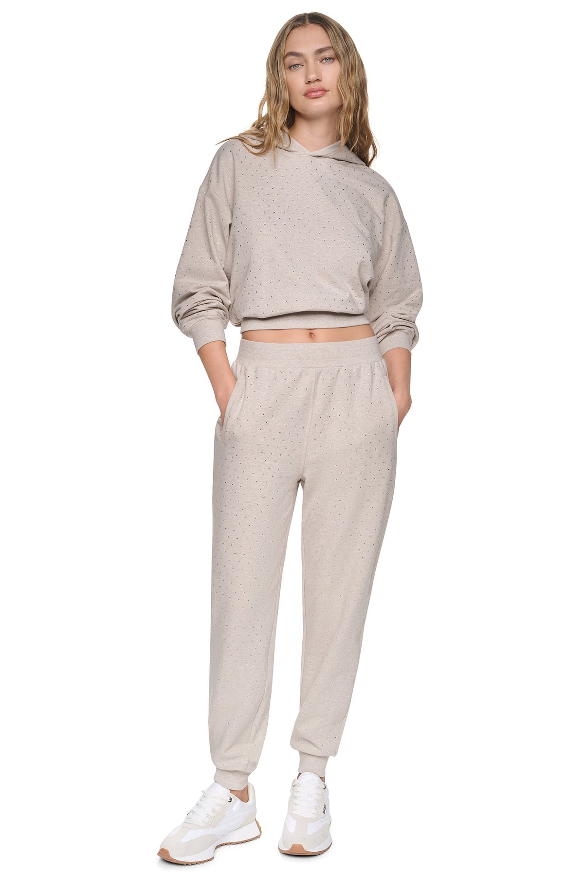 Chestnut/Light Bronze DKNY HIGH-RISE RHINESTONE JOGGER PANT
