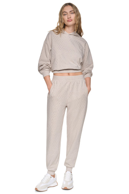 Chestnut/Light Bronze DKNY HIGH-RISE RHINESTONE JOGGER PANT