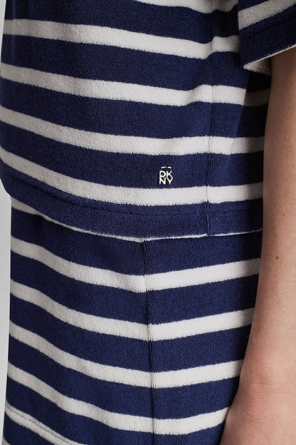 Peacoat/Eggnog DKNY TOWELLING TERRY STRIPE BOXY POLO
