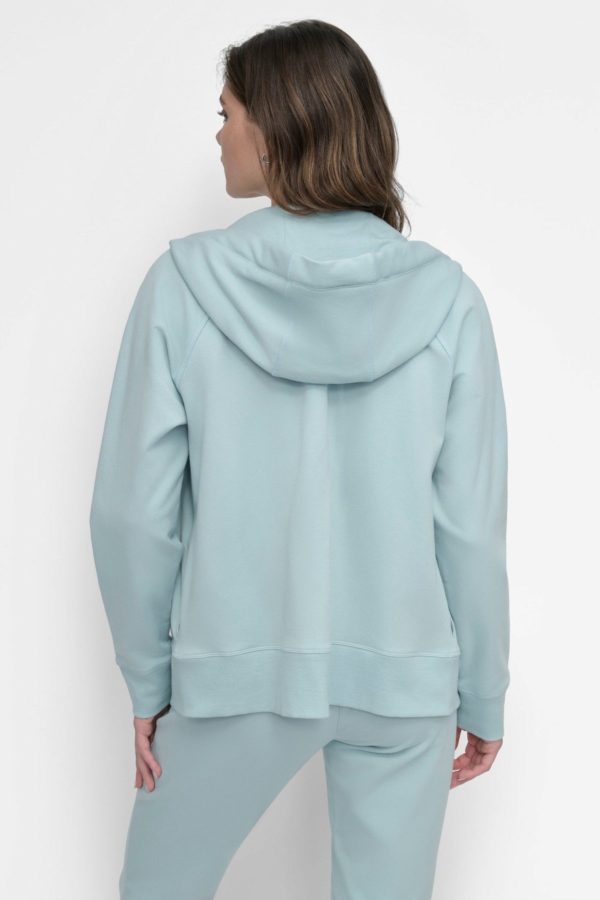 Pearl Grey Heather DKNY TWO-TONE LOGO DRAWSTRING HOODIE