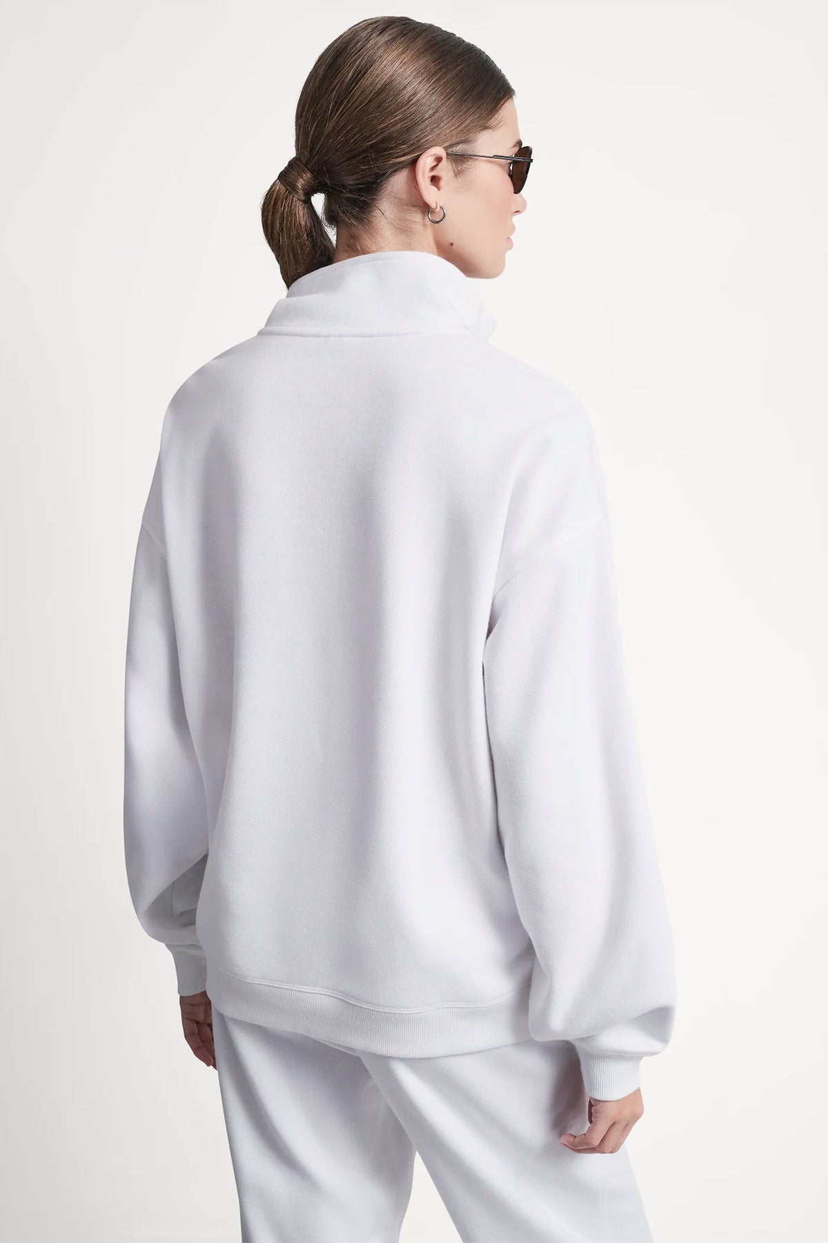 White DKNY LOGO QUARTER-ZIP SWEATSHIRT