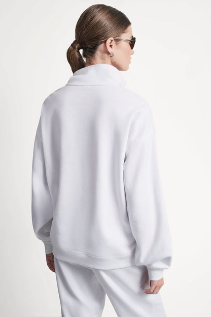 White DKNY LOGO QUARTER-ZIP SWEATSHIRT