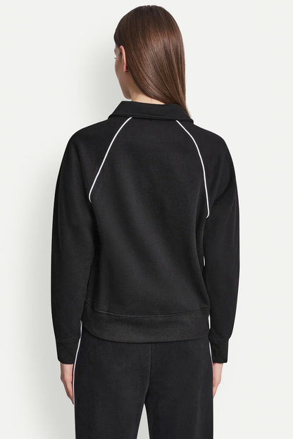 Black/White DKNY PIPED LOGO POLO SWEATSHIRT