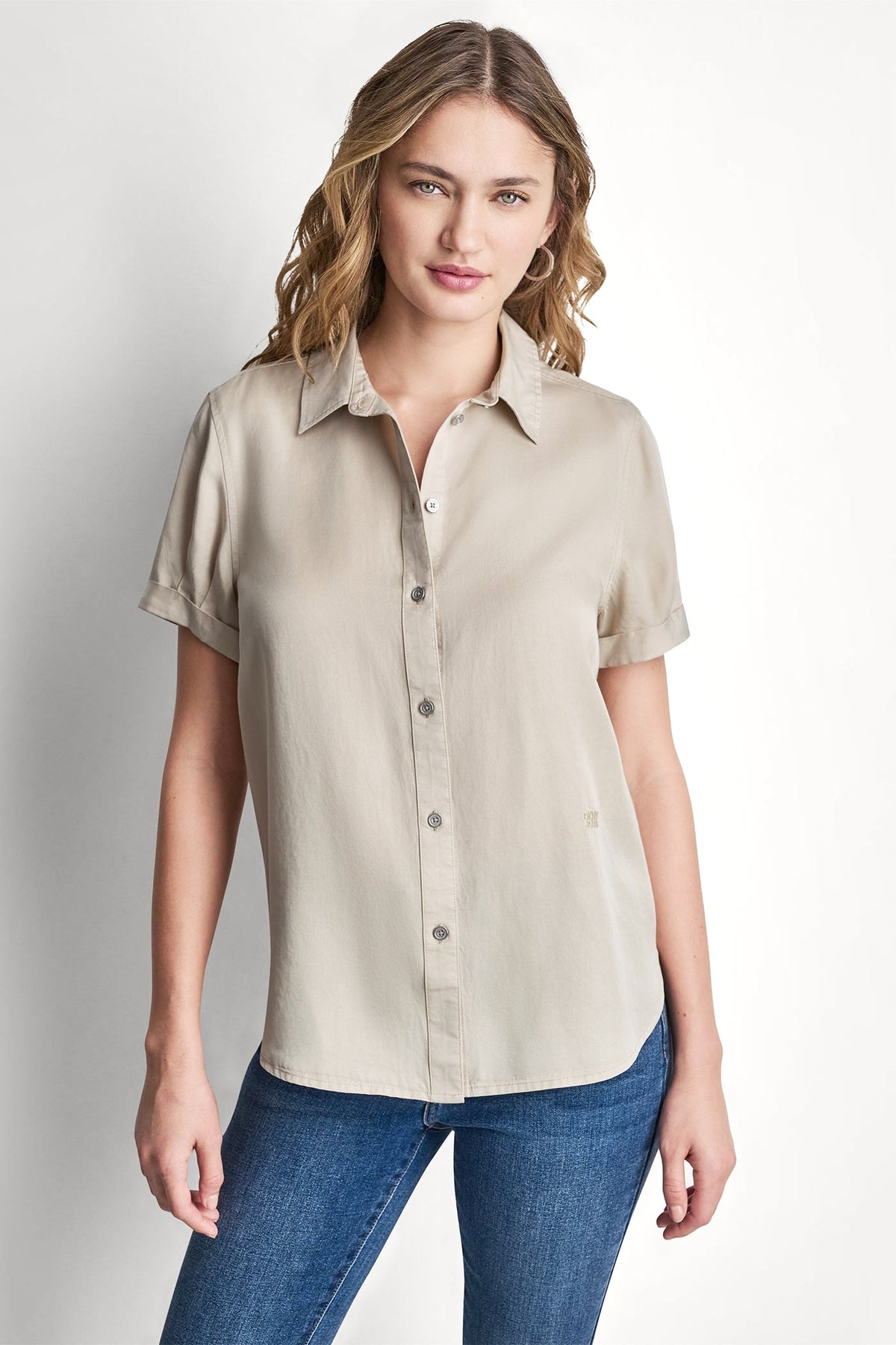 Chambray DKNY GARMENT DYE BUTTON-FRONT SHIRT