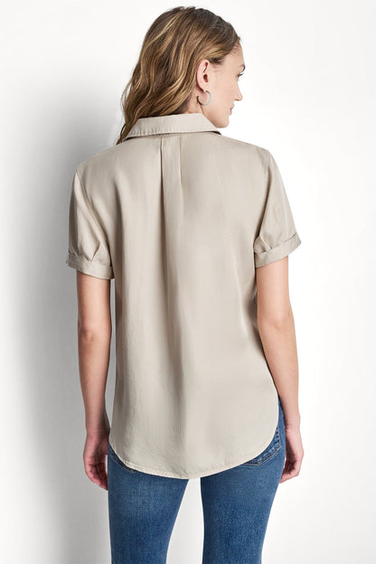 Chambray DKNY GARMENT DYE BUTTON-FRONT SHIRT