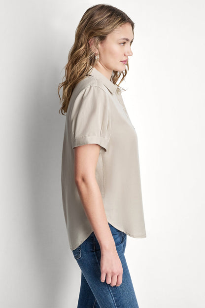Chambray DKNY GARMENT DYE BUTTON-FRONT SHIRT