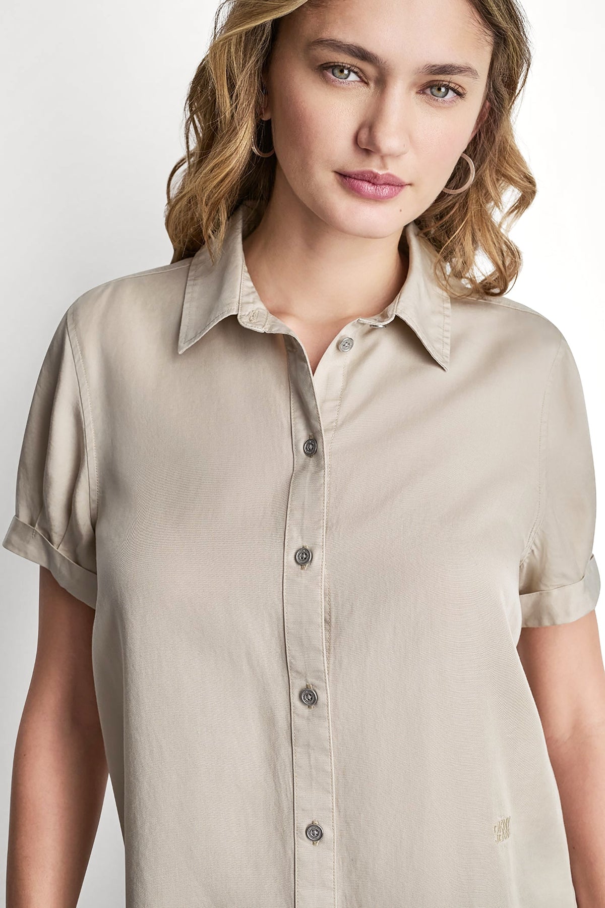 Chambray DKNY GARMENT DYE BUTTON-FRONT SHIRT