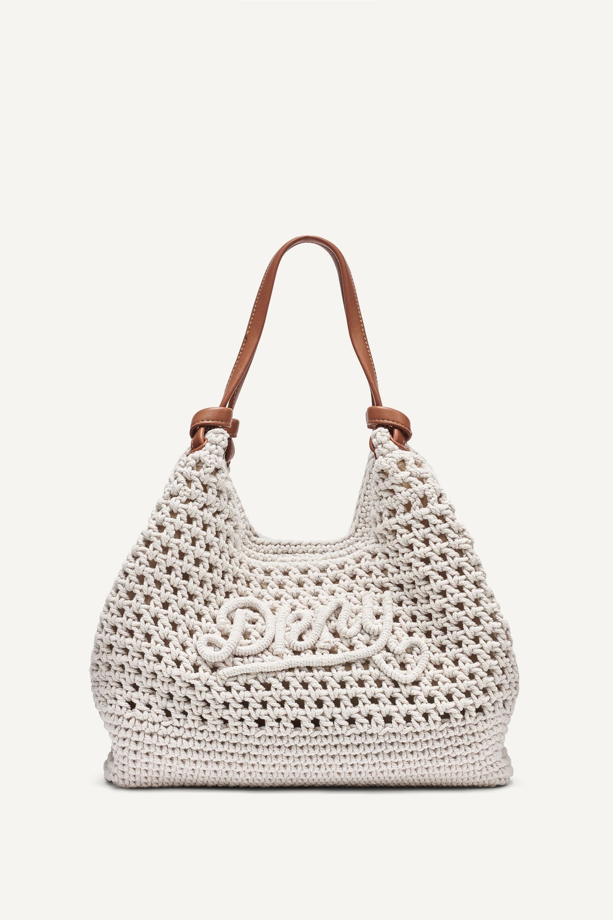 Natural DKNY PAULA CROCHET LOGO MEDIUM COMMUTER TOTE