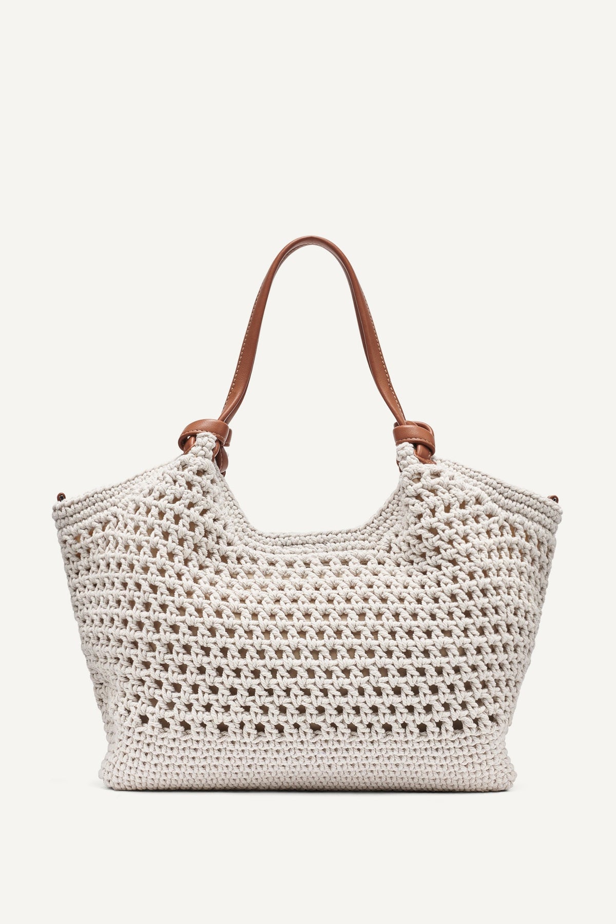 Natural DKNY PAULA CROCHET LOGO MEDIUM COMMUTER TOTE