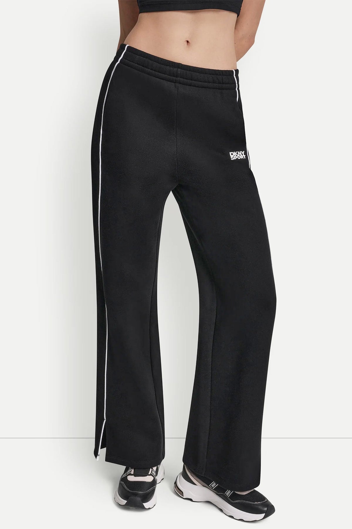 Sunkissed/White DKNY HIGH-RISE PIPED TRACK PANTS