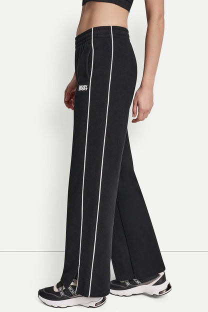 Sunkissed/White DKNY HIGH-RISE PIPED TRACK PANTS