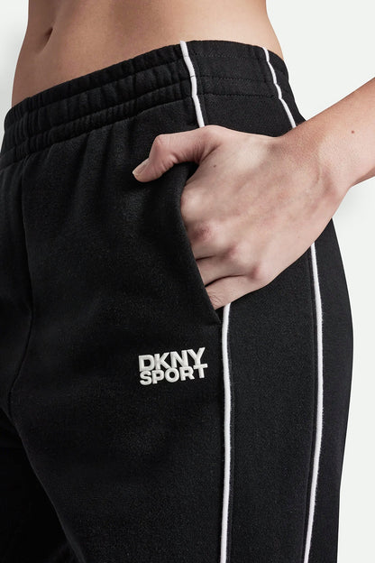 Sunkissed/White DKNY HIGH-RISE PIPED TRACK PANTS