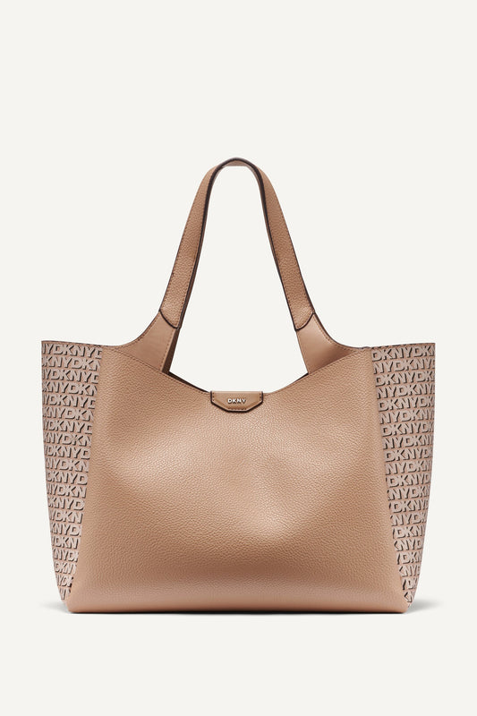 Cappuccino DKNY WILLA NEW YORK LOGO TOTE