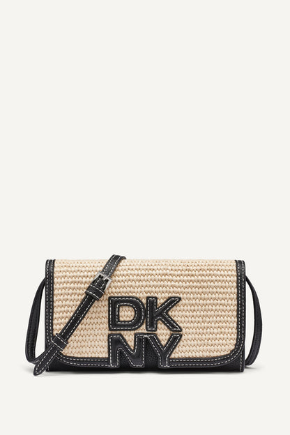Natural/Black DKNY NICOLE FLAP CROSSBODY