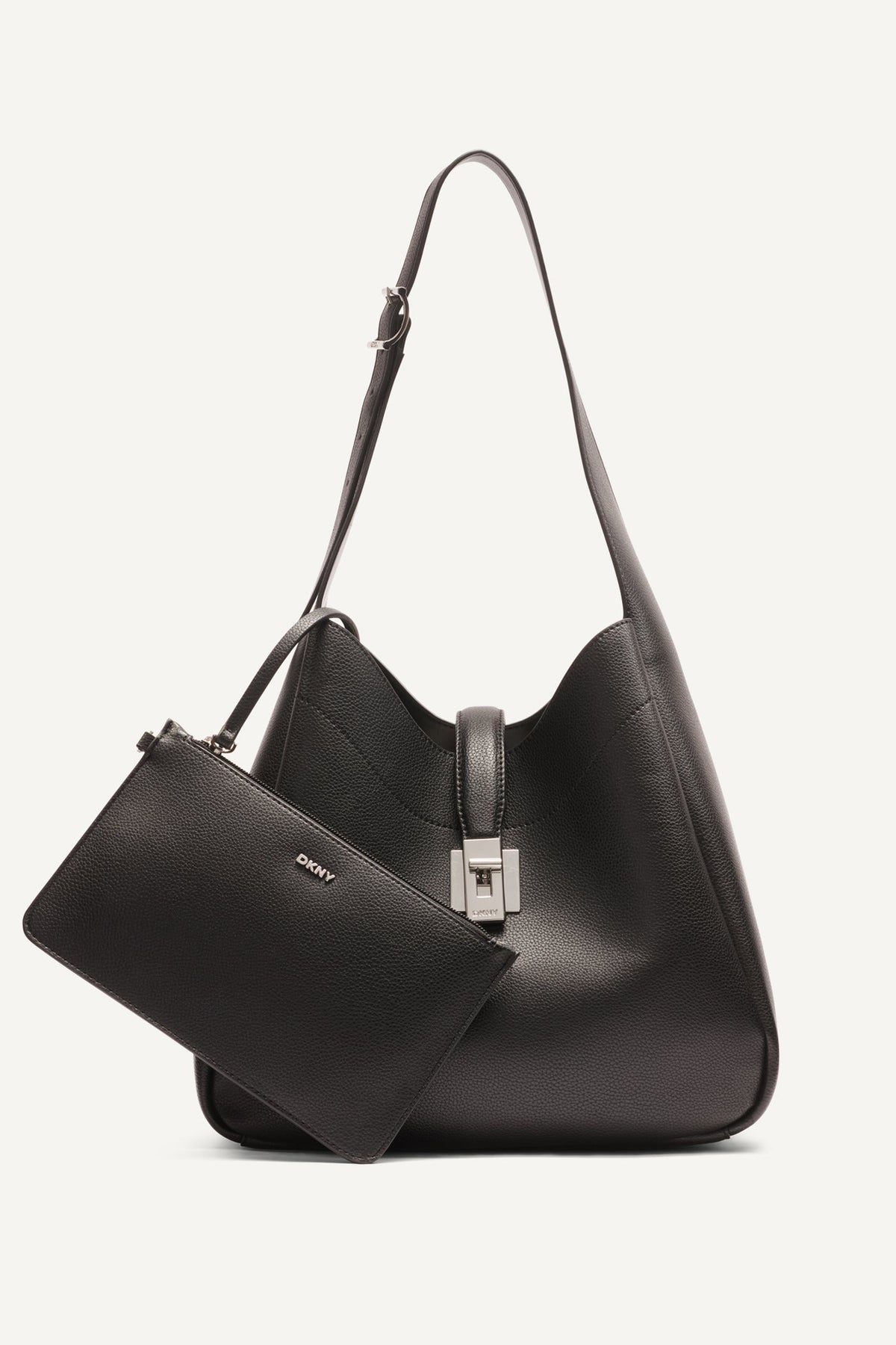 Black/Silver DKNY DARIA LARGE HOBO BAG