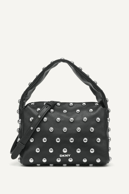 BLACK/SILVER DKNY AGNES SHOULDER BAG