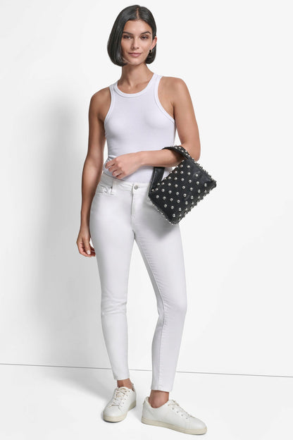 BLACK/SILVER DKNY AGNES SHOULDER BAG
