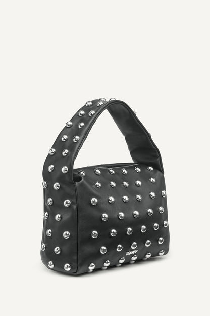BLACK/SILVER DKNY AGNES SHOULDER BAG