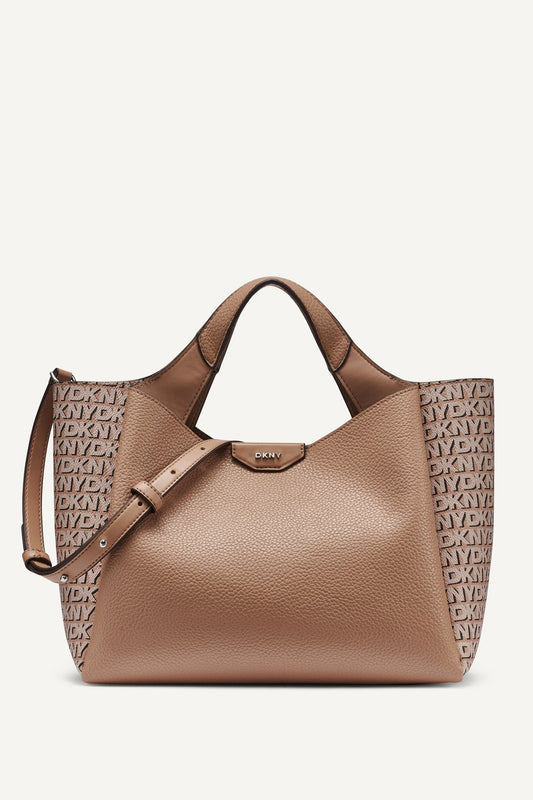 Cappuccino DKNY WILLA NEW YORK LOGO SATCHEL