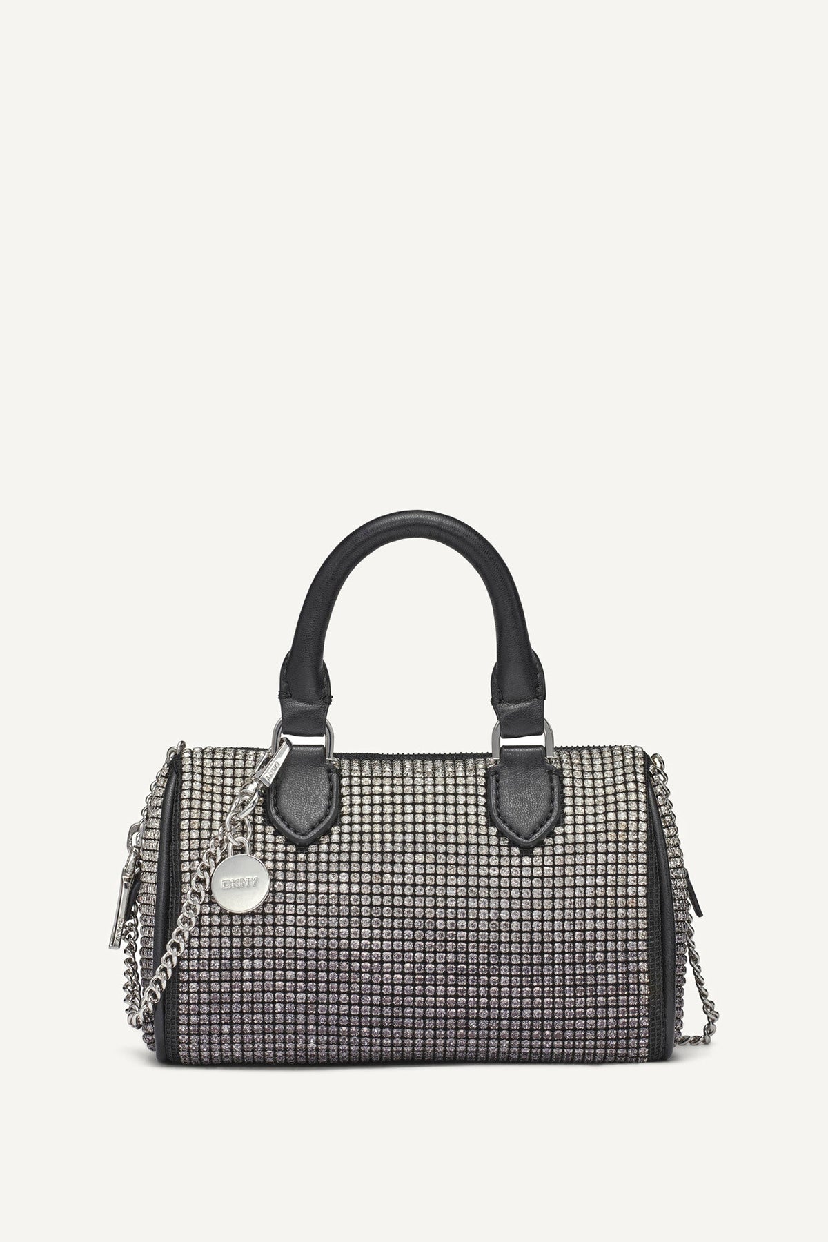 BLACK/SILVER DKNY NELL SMALL SATCHEL CROSSBODY