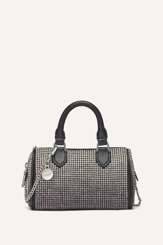 BLACK/SILVER DKNY NELL SMALL SATCHEL CROSSBODY