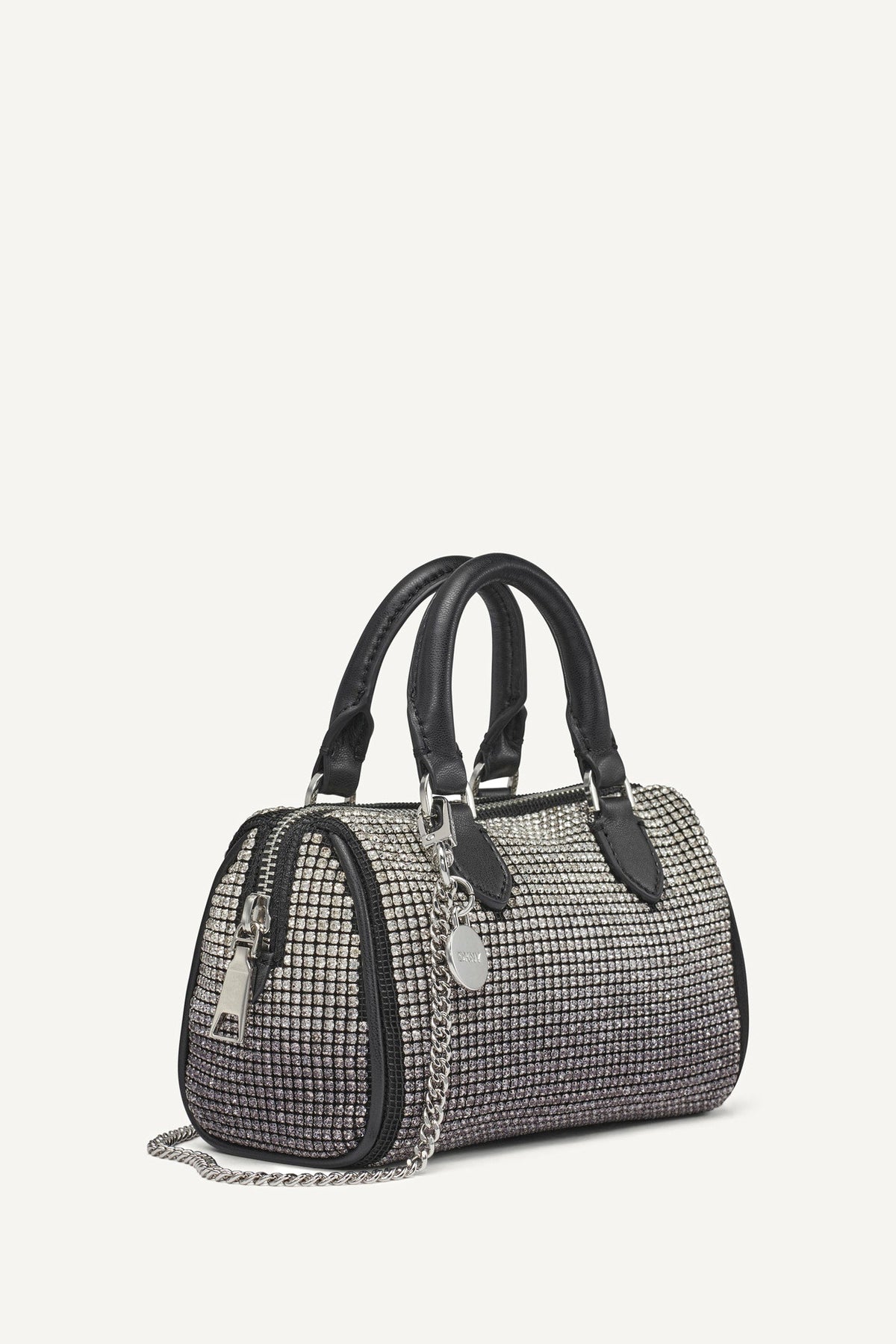 BLACK/SILVER DKNY NELL SMALL SATCHEL CROSSBODY