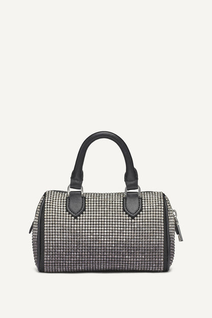 BLACK/SILVER DKNY NELL SMALL SATCHEL CROSSBODY