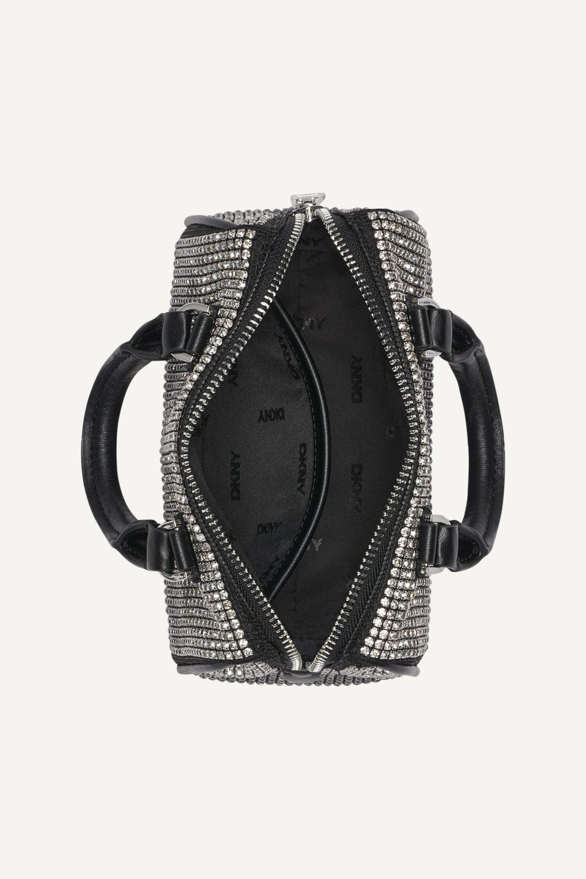 BLACK/SILVER DKNY NELL SMALL SATCHEL CROSSBODY