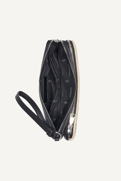 Natural/Black DKNY SARAH DUAL ZIP POUCH WRISTLET